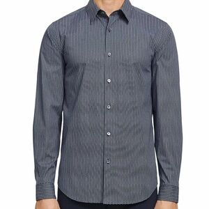 Theory Irving Space Multi Dash Print Long Sleeve Button Down Shirt Men’s Medium